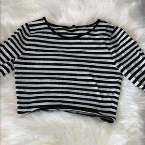 Striped crop top long sleeve